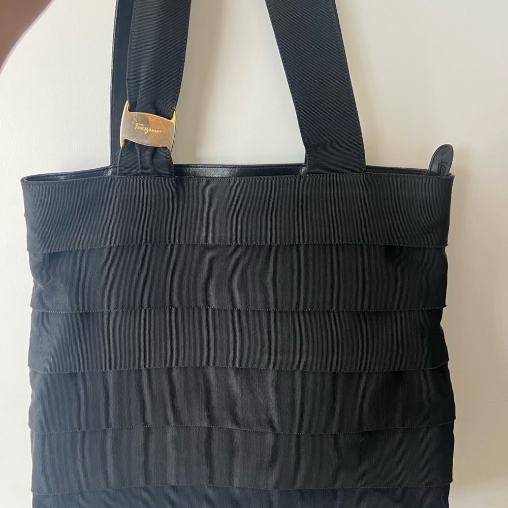 Salvatore Ferragamo Black Tote with Gold Accent